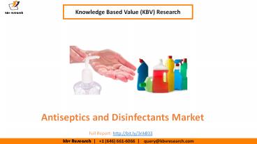 Antiseptics and Disinfectants Market Size Worth $89.6 billion by 2026 - KBV Research