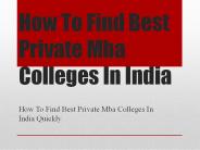 How To Find Best Private Mba Colleges In India