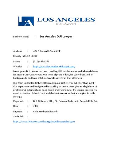 Los Angeles DUI Lawyer