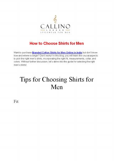 How to Choose Shirts for Men