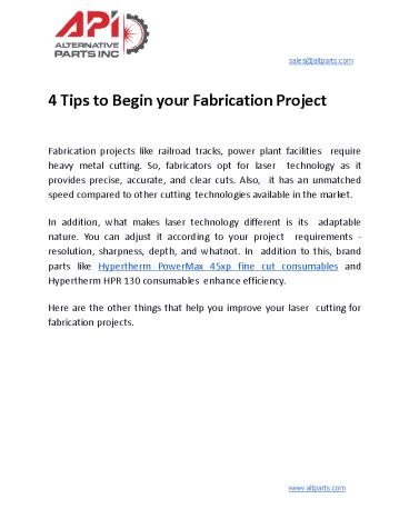 4 Tips to Begin your Fabrication Project