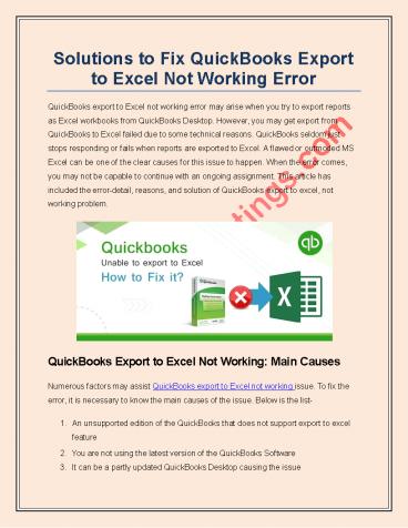 How to Resolve QuickBooks Unable To Export To Excel Error?
