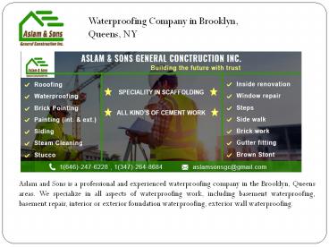 Waterproofing company in Brooklyn, NYC