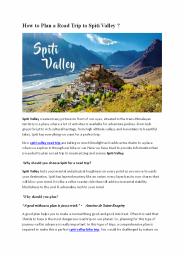 How To Plan a Road Trip to Spiti Valley ?