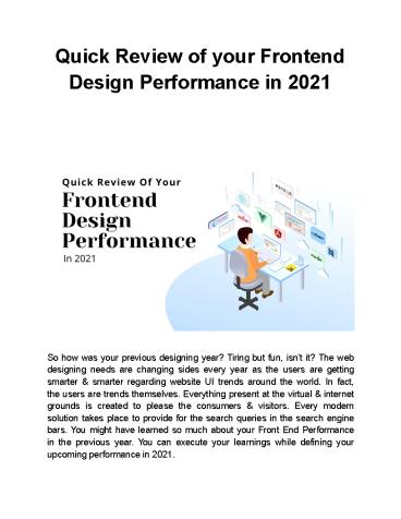 Quick Review of your Frontend Design Performance in 2021