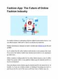 Fashion App: The Future of Online Fashion Industry