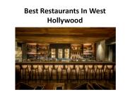 Best Restaurants In West Hollywood