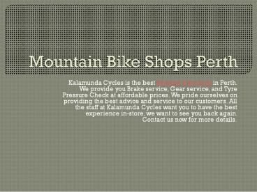 Mountain bike shops perth