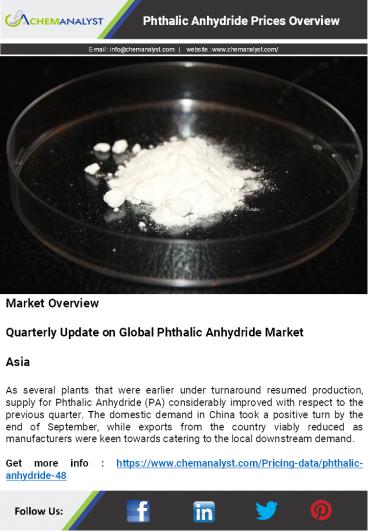 Phthalic Anhydride Prices, News, Supply and Demand | ChemAnalyst