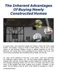 The Inherent Advantages Of Buying Newly Constructed Homes