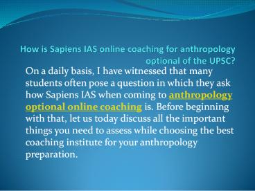 Best anthropology coaching