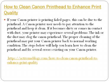 How to Clean Canon Printhead to Enhance Print Quality
