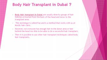 Body Hair Transplant in Dubai ​