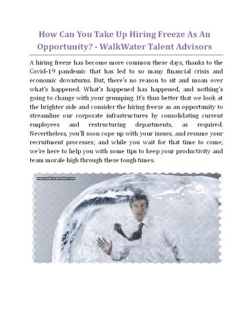 How Can You Take Up Hiring Freeze As An Opportunity - WalkWater Talent Advisors