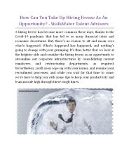 How Can You Take Up Hiring Freeze As An Opportunity - WalkWater Talent Advisors