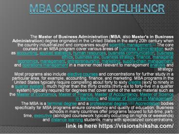 MBA course in Delhi-NCR