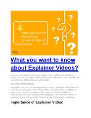 What you want to know about Explainer Videos?