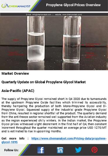 Propylene Glycol Pricing, Prices, Price, News | ChemAnalyst