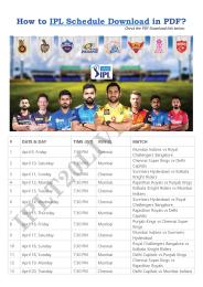 IPL Match Schedule Download in PDF