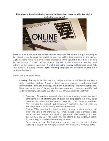 How does a digital marketing agency in Hyderabad make an effective digital marketing campaign?