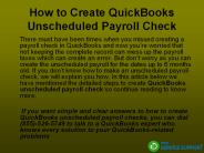 How to create quickbooks unscheduled payroll check