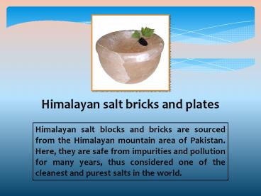 Himalayan salt bricks and plates
