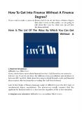 How To Get Into Finance Without A Finance Degree? (1) PowerPoint PPT Presentation