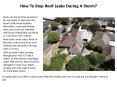How To Stop Roof Leaks During A Storm? PowerPoint PPT Presentation