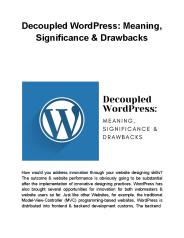 Decoupled WordPress: Meaning, Significance & Drawbacks