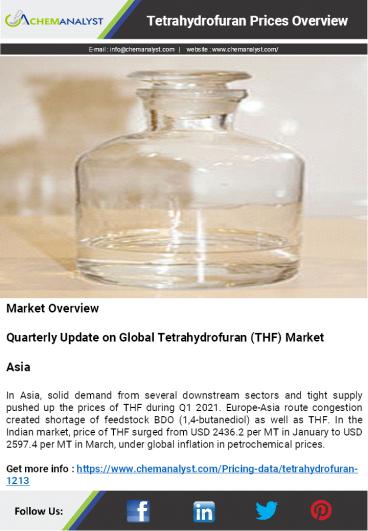 Tetrahydrofuran Prices, News, Market Analysis