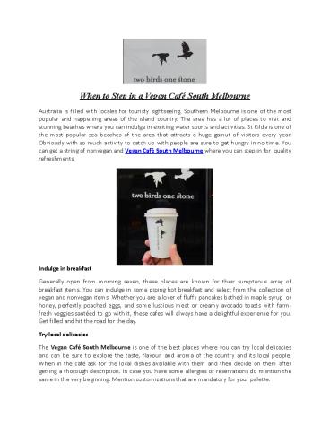 When to Step in a Vegan Café South Melbourne