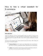 How to hire a virtual assistant for E-commerce