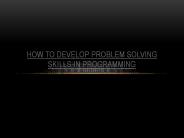how to develop problem solving skills in programming