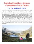 Camping Essentials: Because Convenience is the Choice PowerPoint PPT Presentation