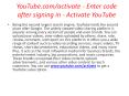 Activate YouTube TV - Enter your 6-digit activation code - youtube.com/activate PowerPoint PPT Presentation