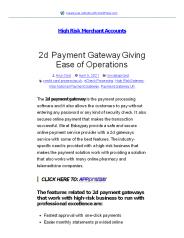 2d Payment Gateway Giving Ease of Operations