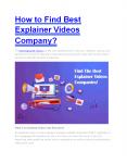 How to Find Best Explainer Videos Company? PowerPoint PPT Presentation