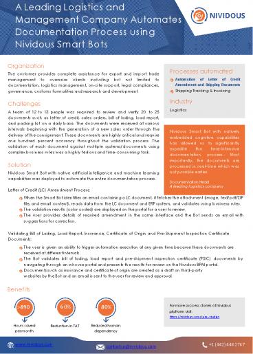 Automation of Documentation Processes for a Logistics Company