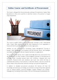 Online Course and Certificate of Procurement