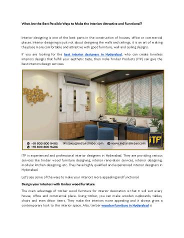 What Are the Best Possible Ways to Make the Interiors Attractive and Functional?