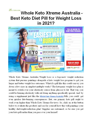 Whole Keto Xtreme Australia | Increase 70% Metabolism And Energy Levels