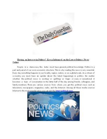 Having an Interest in Politics? Keep Informed on the Latest Politics News Online