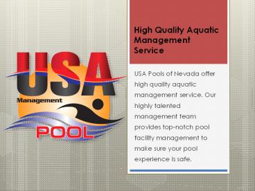 High Quality Aquatic Management Service - USA Pools of Nevada