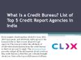 What is a Credit Bureau? List of Top 5 Credit Report Agencies in India PowerPoint PPT Presentation