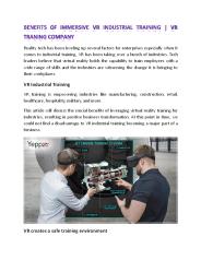 Benefits of Immersive VR Industrial Training | VR Traning Company