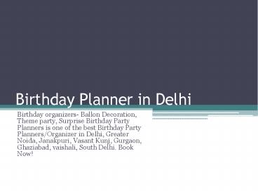Best Birthday Planner in Delhi