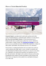 Best Places to Visit in Himachal Pradesh