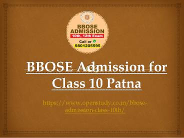 BBOSE Admission for Class 10 Patna