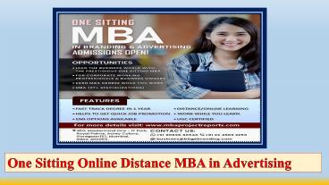 One Sitting Online Distance MBA in Advertising