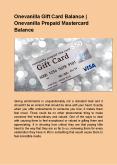 Onevanilla Gift Card Balance | Onevanilla Prepaid Mastercard Balance PowerPoint PPT Presentation